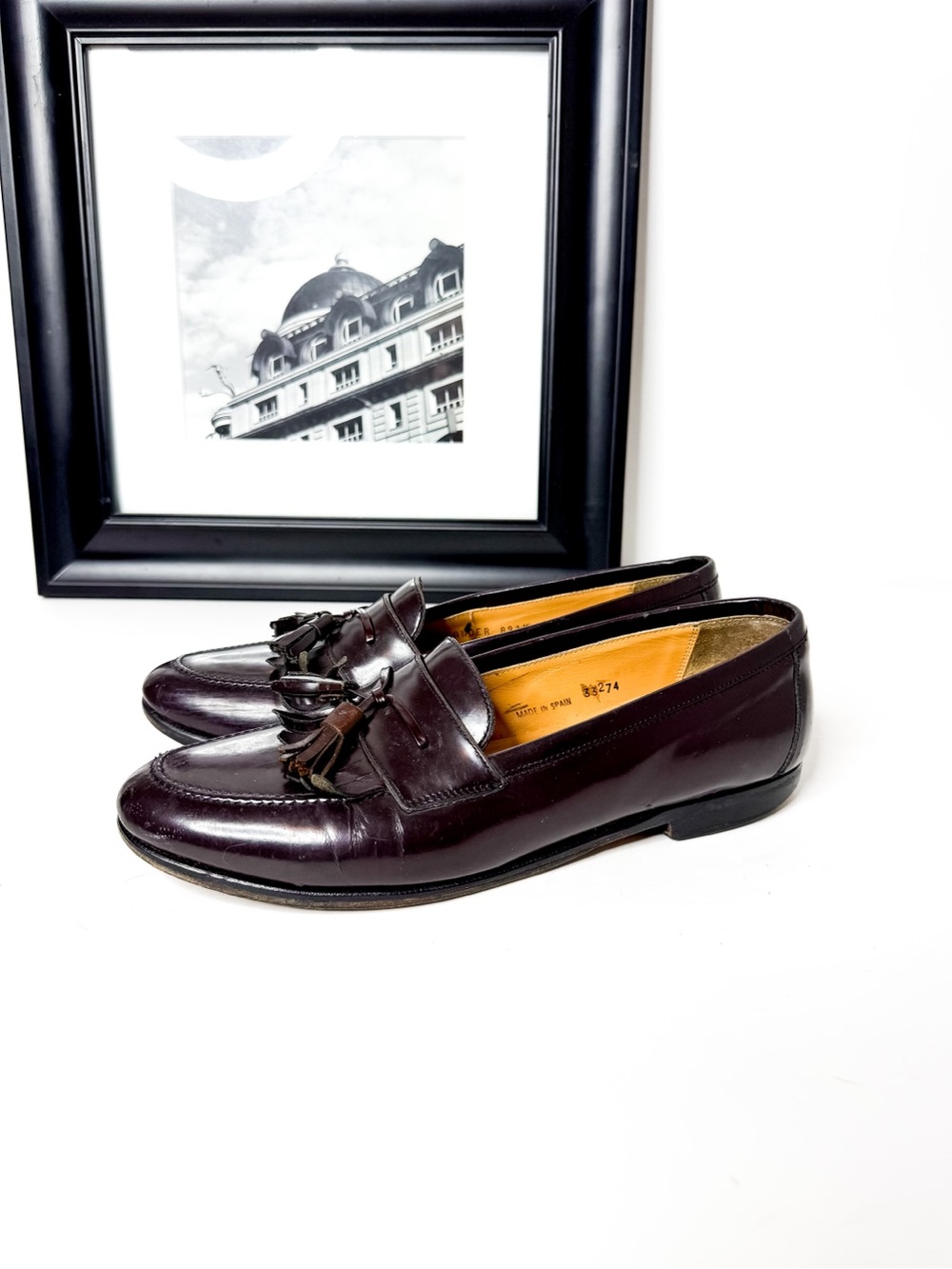 Mezlan Men's Santander Burgundy Leather Tassel Loafers Size 9